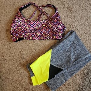 PINK xs yoga pants and med sports bra